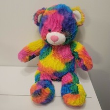 Vtg Build A Bear 16  Teddy Tie Dye Rainbow Plush Stuffed Animal Toy