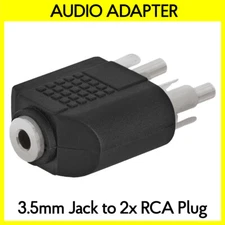 3.5mm Jack to 2 RCA Plug Splitter Dual RCA to AUX Stereo Adapter Audio Converter