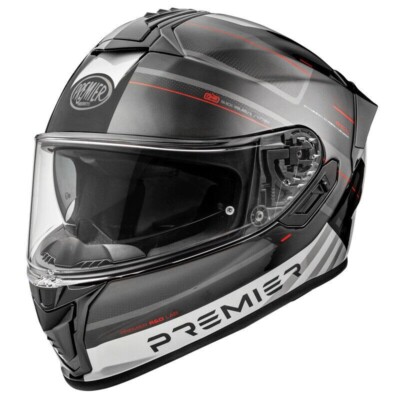 Premier EVOLUZIONE SP 92 Fiber Integralhelm GRAU Weiß Rot GRÖSSE XL