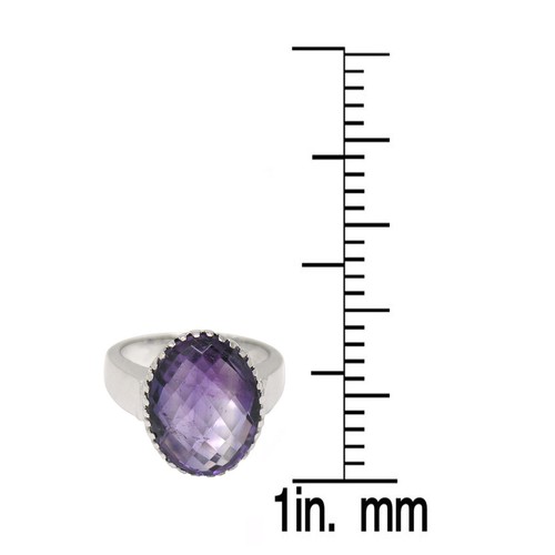 De Buman Sterling Silver Natural Amethyst Ring - Picture 4 of 5