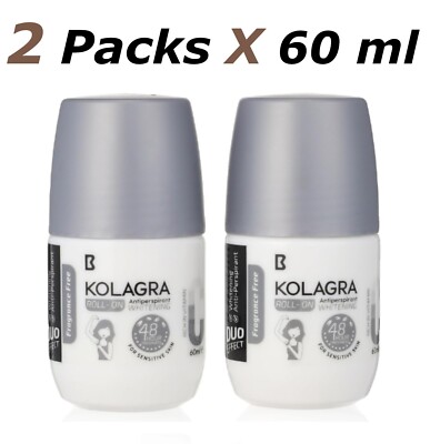 2 Packs Kolagra Whitening Roll On 3in1,antiperspt keep fresh underarms 2 X 60 ml