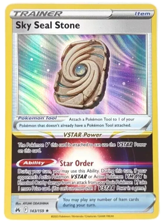 Sky Seal Stone Holo Rare Vstar Power Card Pokemon TCG 143/159