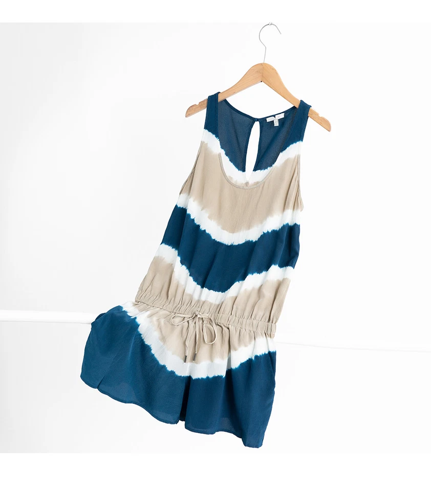 $318 Nuevo Mono Joie 100% SEDA Isidora Tie Dye Mameluco Sin Mangas Azul S M L Foto 3 de 3