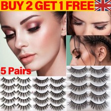 5 Pair Mink False Eyelashes 3D Wispy Cross Long Thick Soft Fake Eye Lashes UK