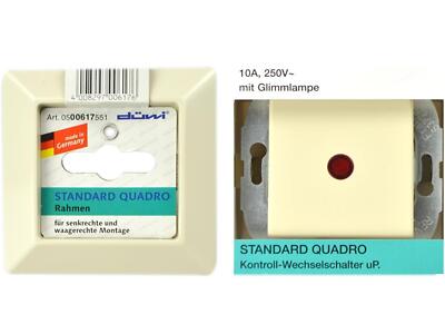 REV Ritter Standard Quadro Kontroll-Schalter + 1-Fach Rahmen cremeweiß