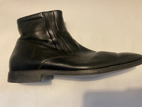 BRUNO MAGLI RASPINO BLACK LEATHER MENS CHELSEA Mid BOOTS SZ 11 M ZIPPER ITALY - Picture 4 of 11