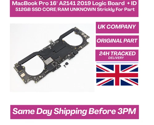 MacBook Pro 16" A2141 2019 Logic Board 512GB SSD + ID CORE/RAM  IS UNKNOWN