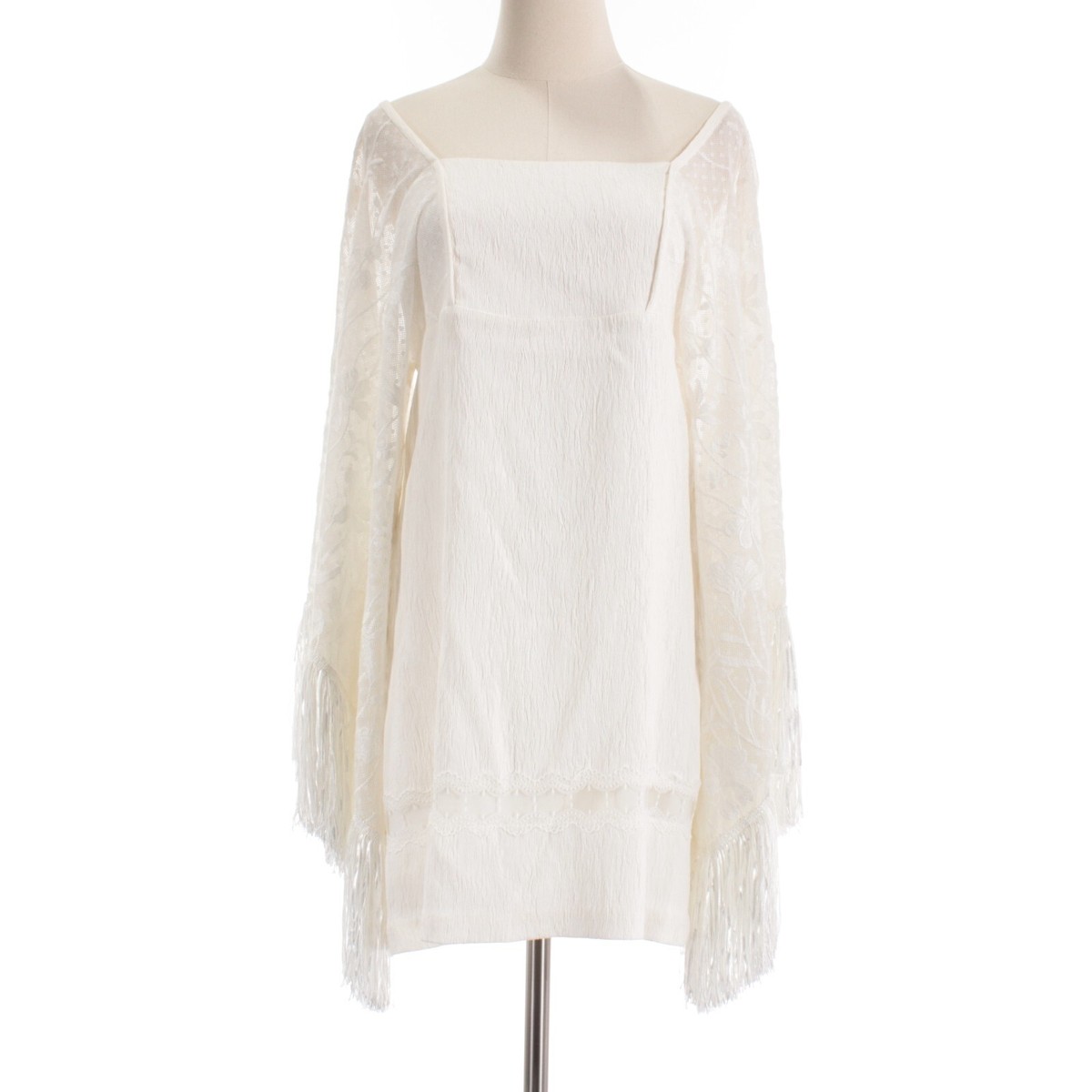 chinese dress ladies SAME Long Sleeve Fringe Knit Maxi Dress | Cream main image 1