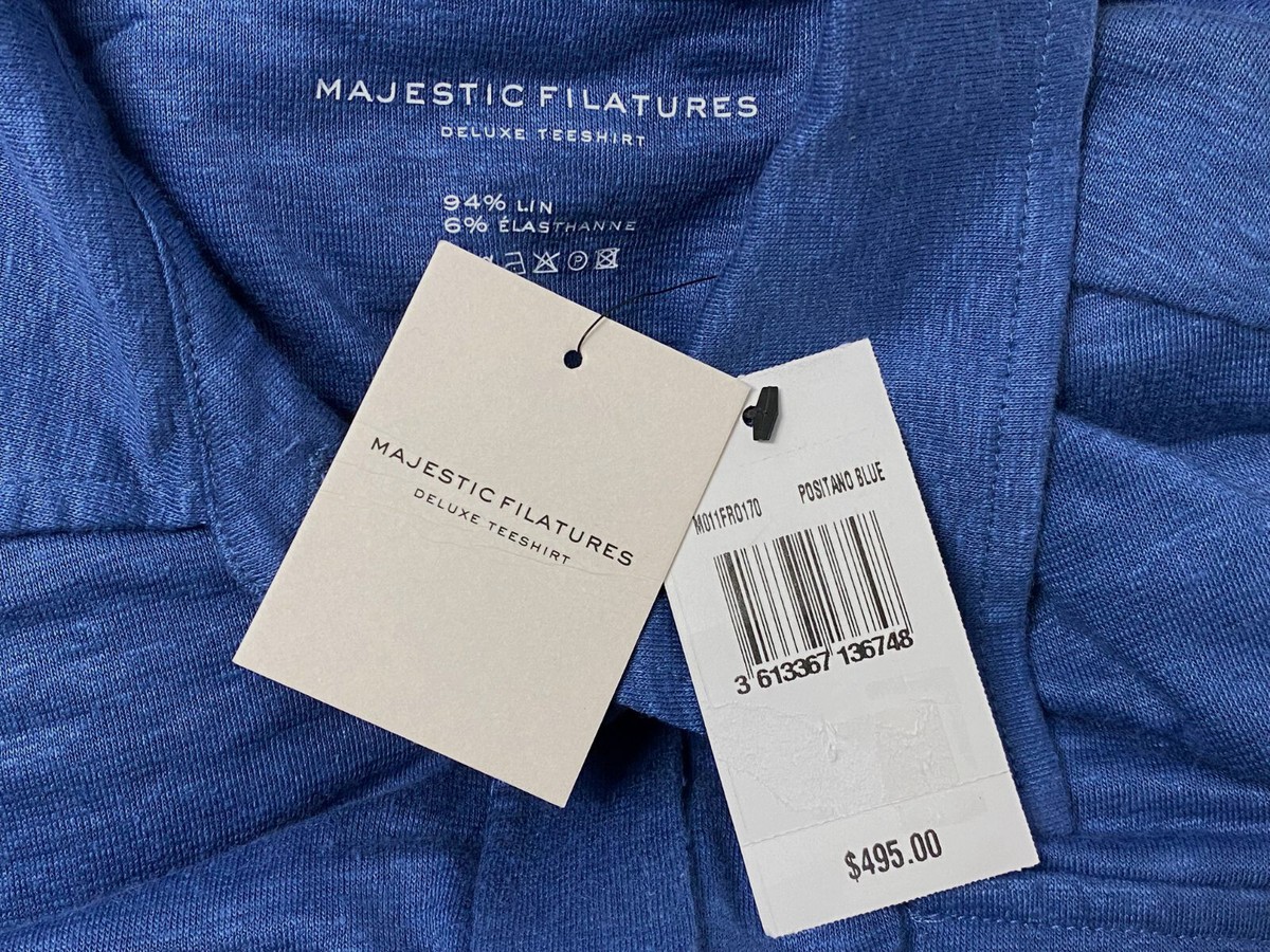$495 Majestic Filatures Women's Blue Linen Self-Tie Button-Up