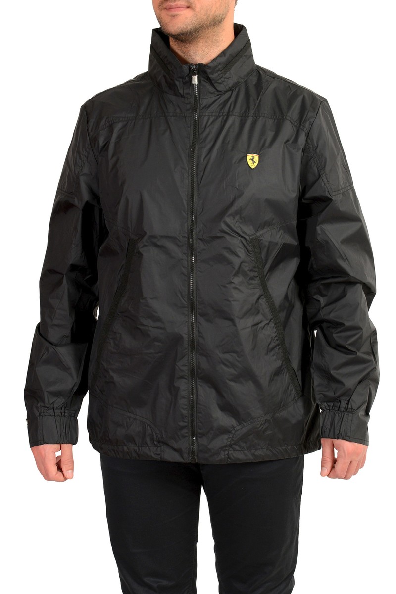 Ferrari フェラーリ レインジャケット アウター ブラック Scuderia Ferrari Men's Hooded Full Zip Windbreaker Rain
