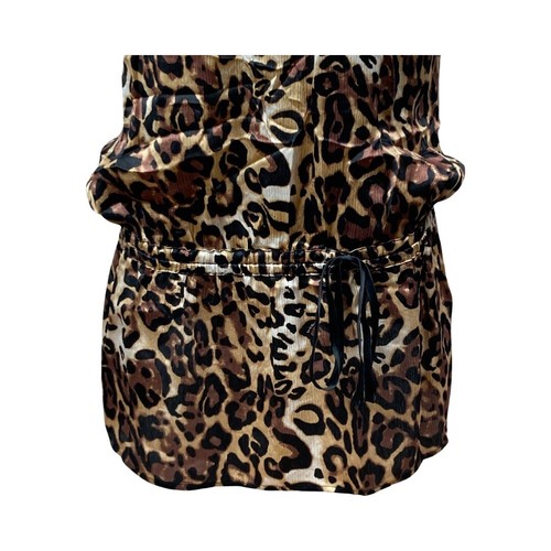 Bebe Womens T-back Sleeveless Tunic Top Leopard Print Beaded Neckline Size M - Picture 16 of 24