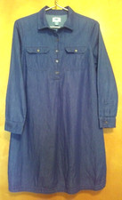 OLD NAVY Dark Blue Jean Shirt Dress S P PS Popover 100% COTTON Denim Pockets L/S