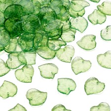 100pcs Transparent Acrylic Leaf Green Pendants Charm For Necklace Jewelry Making