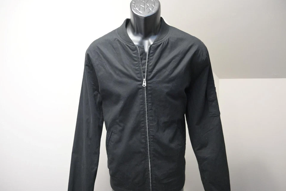 Topman Full Zip Black Khaki Jacket Slim Fit Mens Size XL - Image 2 of 4