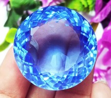 Certificato Trasparente Topazio Blu 90.60 KT Loose Gemma Forma Rotonda H36