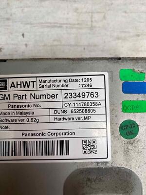2012 2016 CHEVROLET CRUZE VIN P RADIO DISPLAY SCREEN OEM