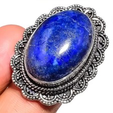 Lapis Lazuli Gemstone Handmade 925 Sterling Silver Jewelry Ring Size 7 US 