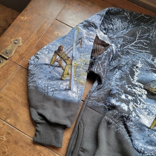90s NWT Art Unlimited Winter Landscape Ski Camp Cabincore Sweatshirt sz L - Picture 3 of 10