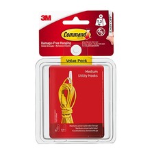 White Medium Hanging Hooks 3M Command Value Pack Contains 6 Hooks and 12 Strips 2.49 per strip