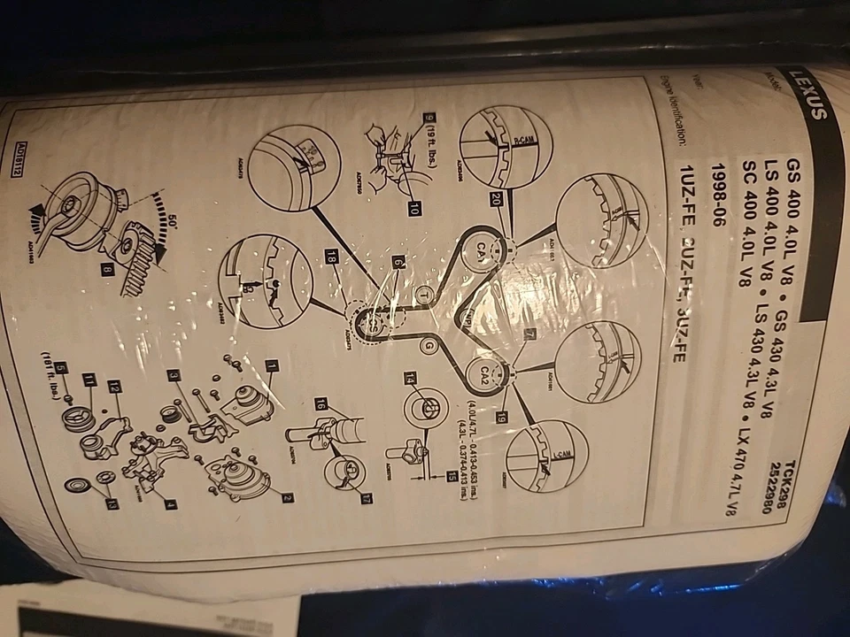 Kit de correa de distribución de puertas TCK298 para 4 corredores Lexus SC430 Toyota 4Runner Sequoia Foto 4 de 4