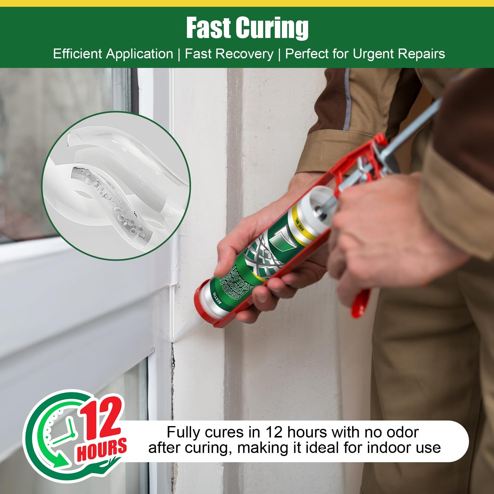 12 Pack Clear Silicone Sealant Caulk, 10.1 oz 100% Waterproof Silicone Sealan...