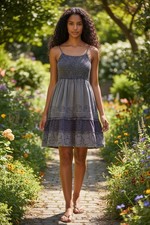 Fair Trade Gringo - kurzes Trägerkleid mit Gummizug I311-DS7 grau