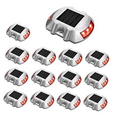 Solar Deck Lights LED Driveway Lights Solar Powered Dock Light 14 pack Red