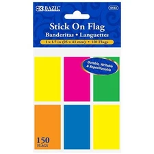 Bazic Page Flags 1"X1.7" Neon Colors 25 Sheets/pad 6/Pk 150 Total Office School
