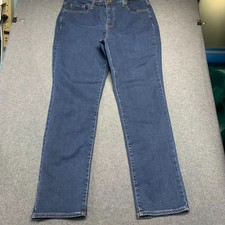 NYDJ Women's Jeans Size 14 Blue Sheri Slim Lift Tuck Denim Mid-Rise 5-Pockets