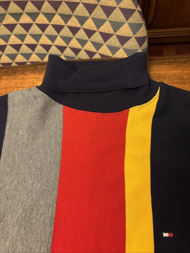 Tommy Hilfiger Four Colorblock Turtleneck Cotton  Long Sleeve Men’s L Y2K Preppy - Image 3 of 4
