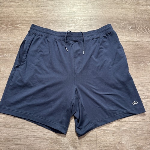 ALO Shorts Mens Large Blue Conquer React Performance Short 7” Drawstring Adult