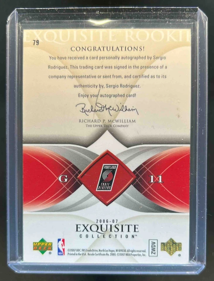 2006-07 Upper Deck Exquisite Collection Sergio Rodriguez Rookie Auto RC #136/225 - Image 2 of 2