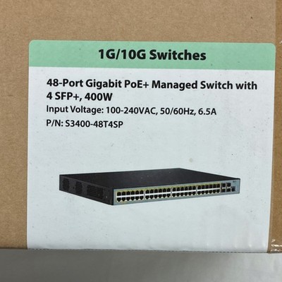 FS S3400-48T4SP 48-Port Gigabit PoE+ Managed Switch 4 SFP+ 400W Rack Mountable