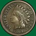 1864 Copper Nickel Indian Head Cent Very Good VG Coin #42674
