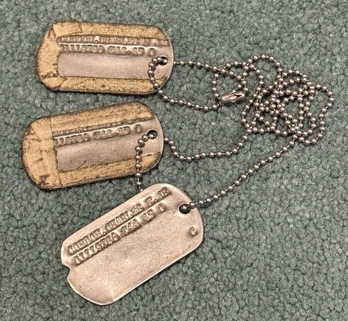 Original Set Of 3 WWII US Army Officers Dog Tags T-44 45