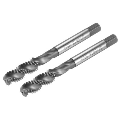 2Pcs Spiral Flute Thread Taps, 5/16-18 BSW H2 Screw Threading Tap, Machine Tappi