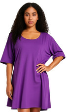 Jessica London Women's Plus Size Casual Short Sleeve Purple Midi Dress Size 18