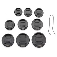 US STOCK | Center Pinch Front Lens Cap for Canon Nikon Sony Snap-on + String