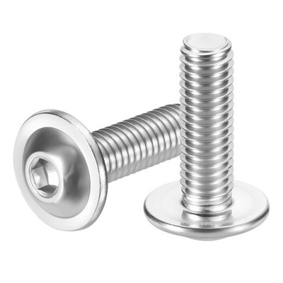 100pcs Flanged Button Head Socket Cap Bolts Screws M5-0.8x16mm, Silver
