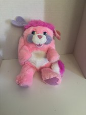 Vintage 1985 Pink Party POPPLES Plush Stuffed Animal Toy Mattel Purple Cheeks