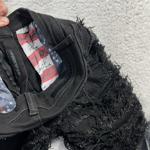 Rockstar Original Black Stacked Flare Jeans Size 30 (30x34) Zig Zag Shredded EUC - Picture 10 of 12