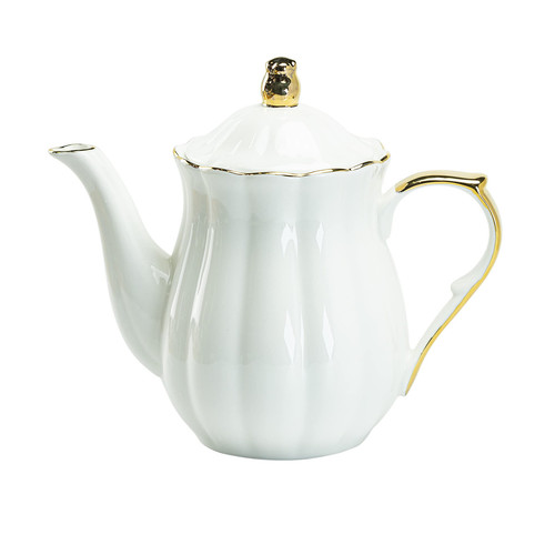 Porcelain White Gold Scallop Teapot (40-Ounce)