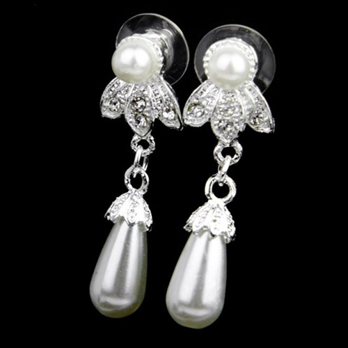 Pearl Necklace Earrings Wedding Jewelry Set for Bridal Neclace Women - Picture 4 of 5