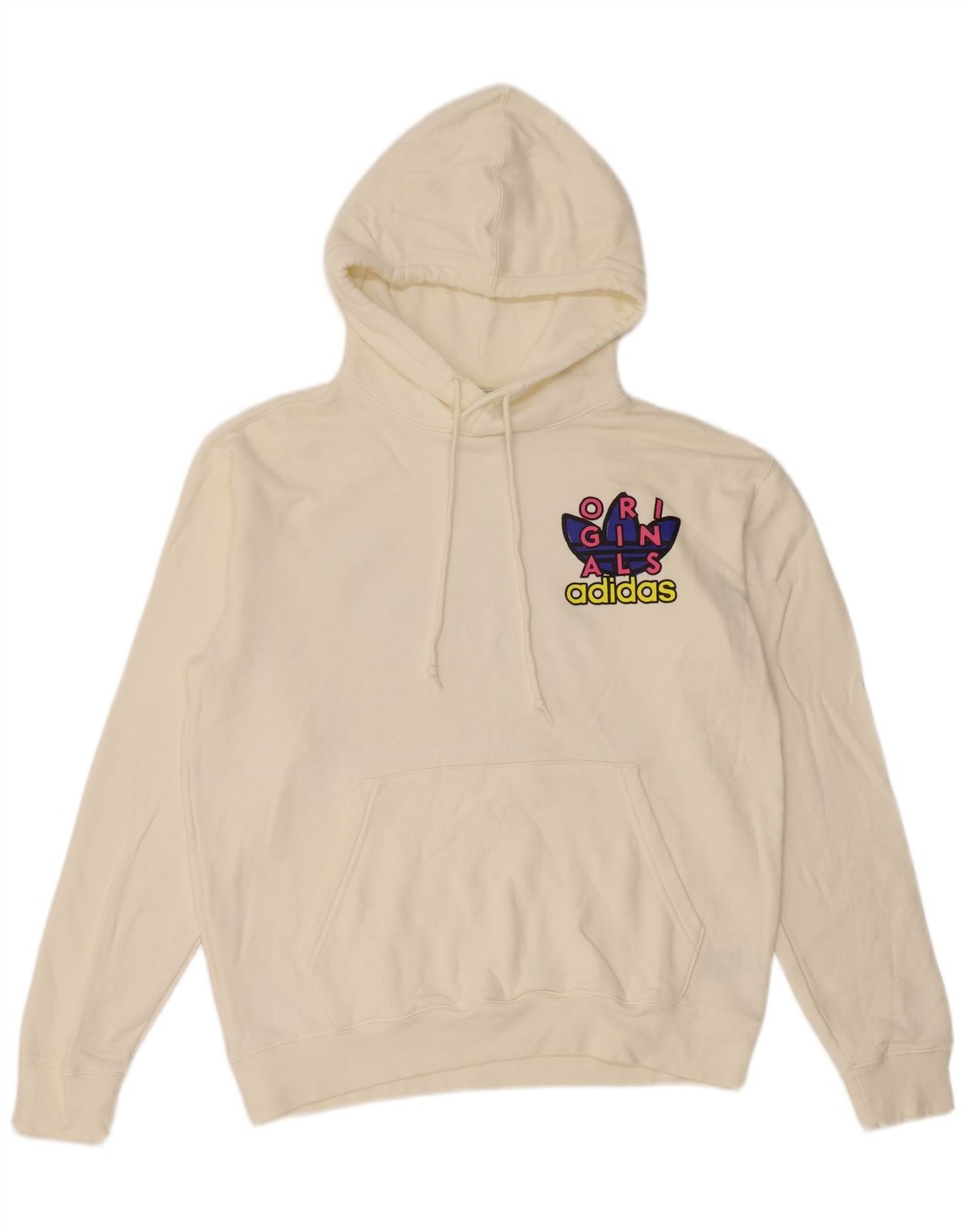 Adidas Mens Graphic Hoodie Jumper Medium White Cotton DM24