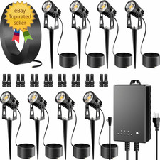 Low Voltage Landscape Spot Lights with 60W Transformer and 65FT Wire 8 Pack  Al