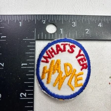 Vtg Small Size WHAT'S YER HANDLE CB Lingo Patch (C.B. Radio Amateur Radio) 53MV