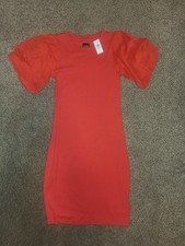 🆕NWT Puff Sleeve Red knit Mixed Media Mini Dress XS Petite GAP brand NEW dress