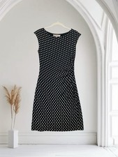 Ann Taylor LOFT Women’s Sleeveless Ruched Dress Size XS Black Print Soft Jersey