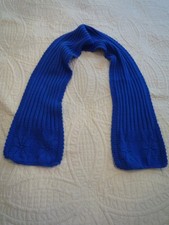 Blue Kid's Child Children's Neck Scarf Acrylic Ribbed Knit with Snowflake Ends