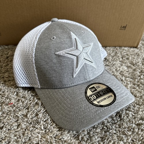 NEW ERA 39THIRTY NFL DALLAS COWBOYS MENS MESH STRETCH NEO HAT GREY/WHITE SZ M/L - Afbeelding 3 van 5